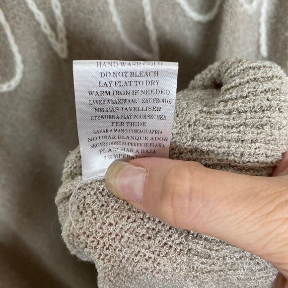 William B Taupe Bonjour Embroidered Oversize Distressed Sweater Long Sleeve S - Picture 8 of 12